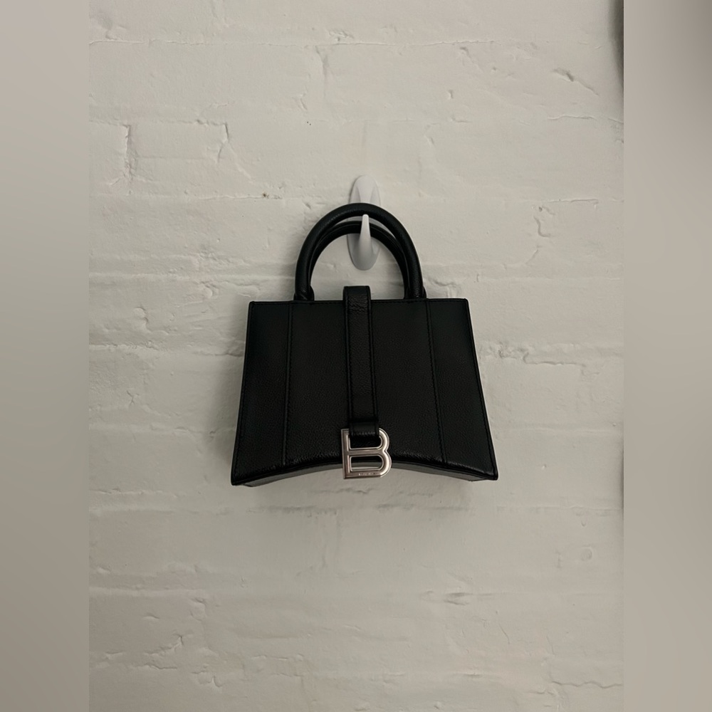 Balenciaga Grained Calfskin Small East West Hourglass Top Handle - Black